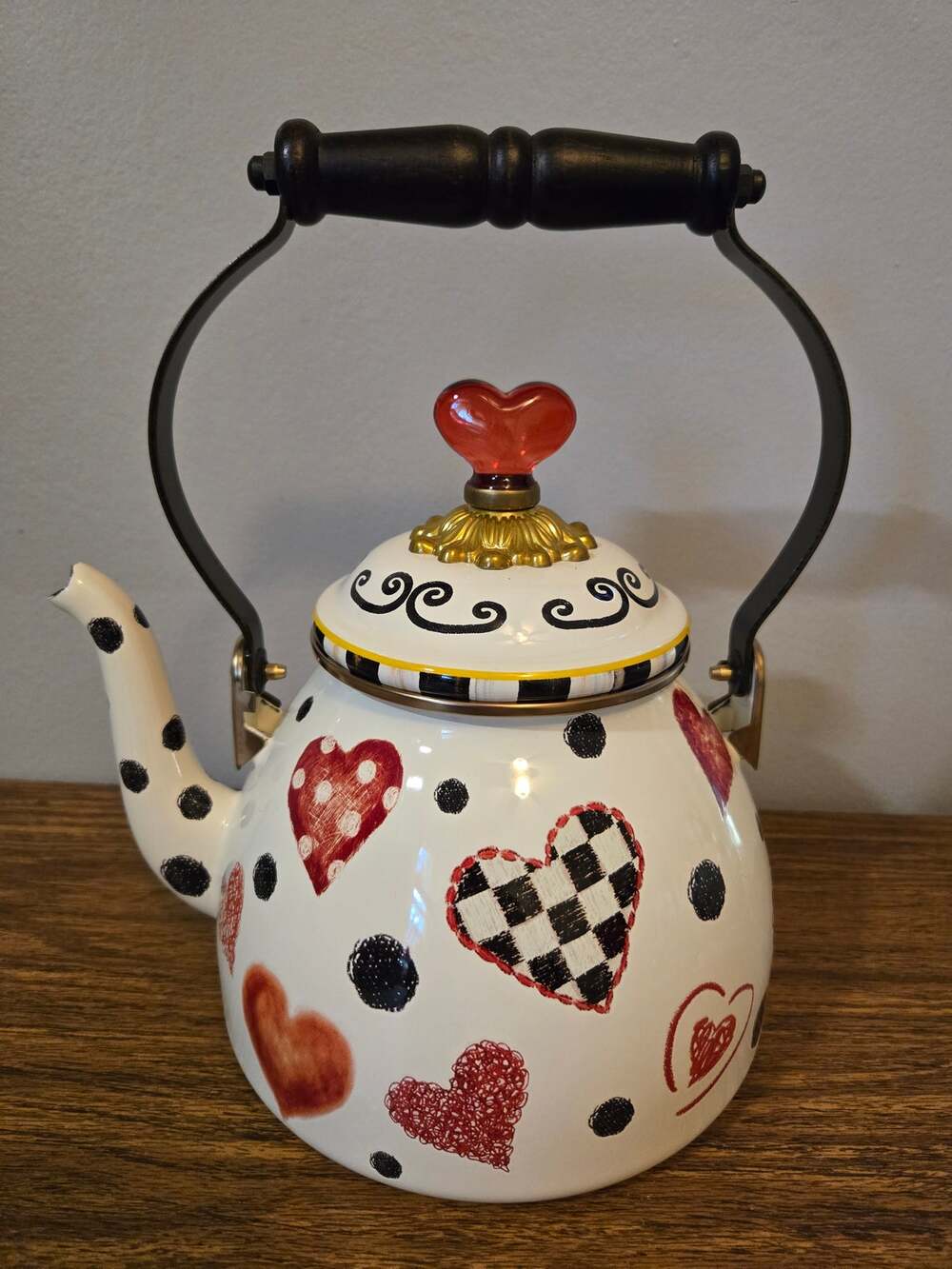 MacKenzie-Childs Love 2 Quart Tea Kettle Limited Edition Like New